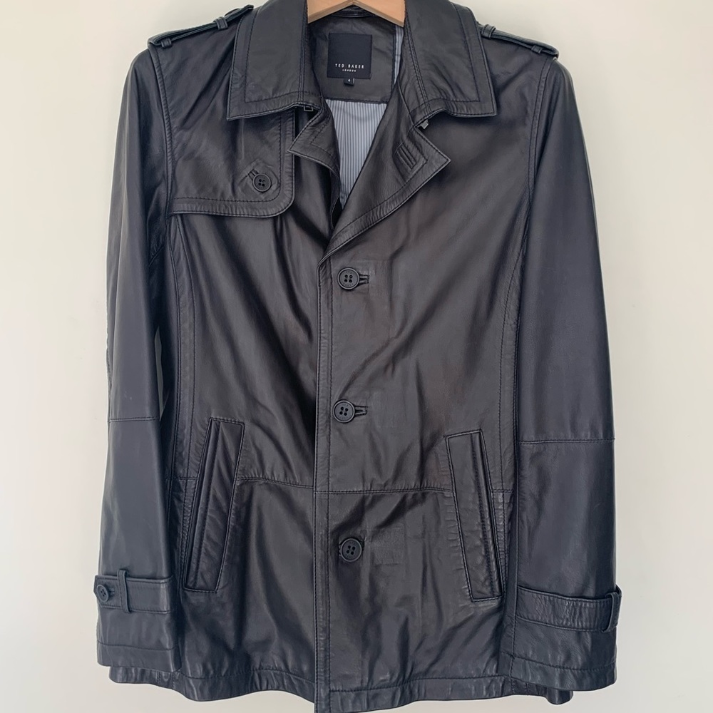 Vintage Ted Baker Trench Leather Jacket Men’s Sz 4